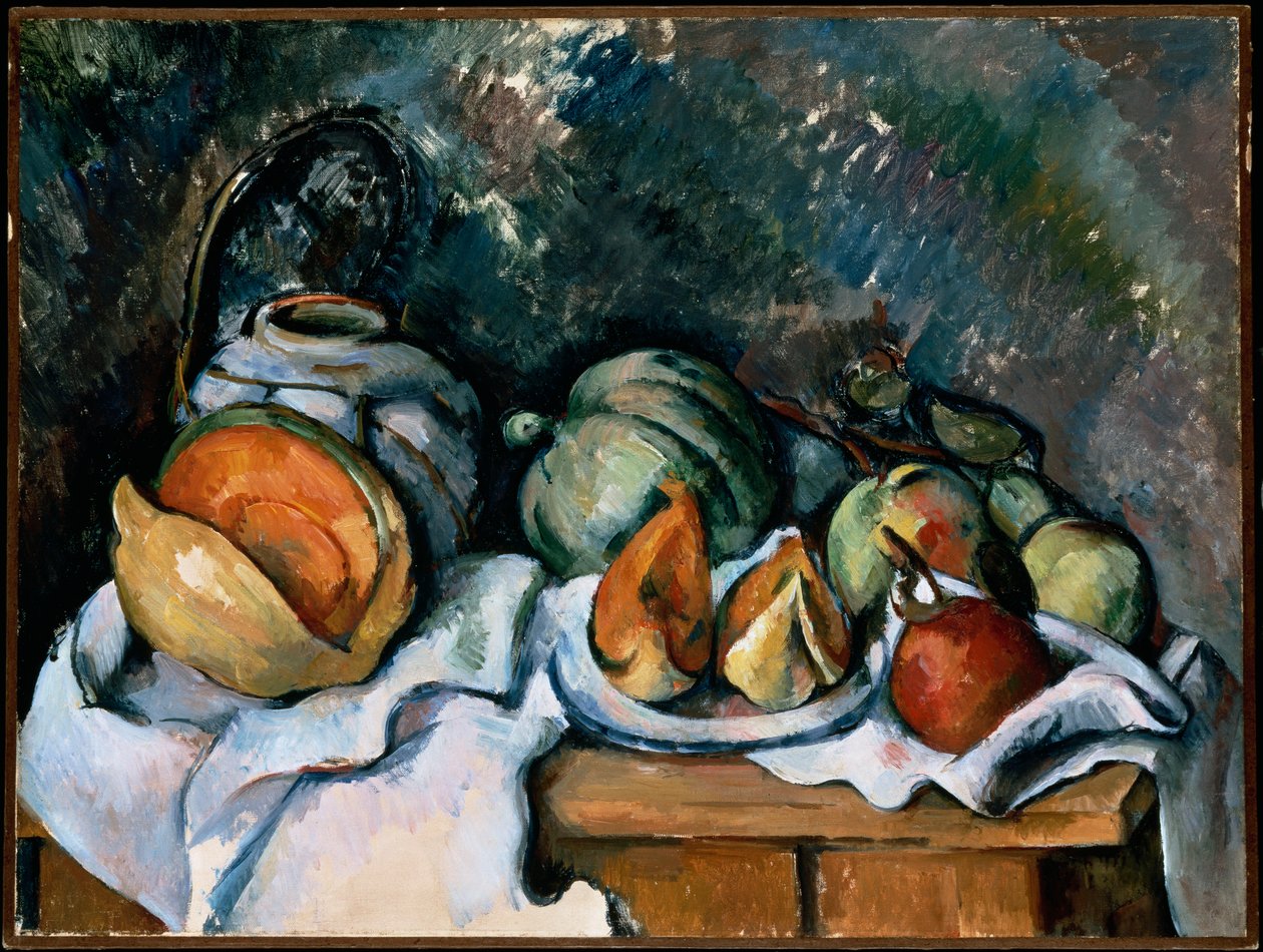 Natura morta con frutta e vaso di zenzero, c.1895 da Paul Cézanne