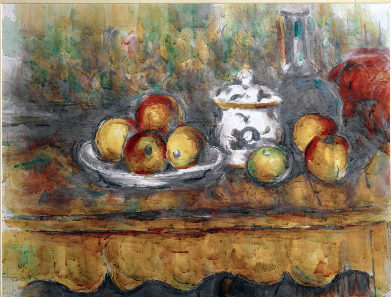 Natura morta con una bottiglia blu da Paul Cézanne