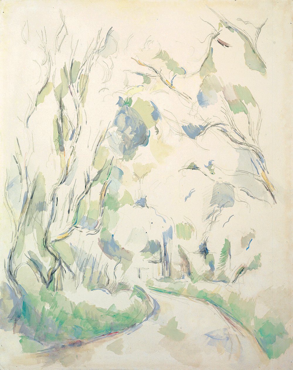 Pozzi e un sentiero tortuoso nel parco del Château Noir; Puits et route tournante dans le parc de Château Noir, c.1900 da Paul Cézanne