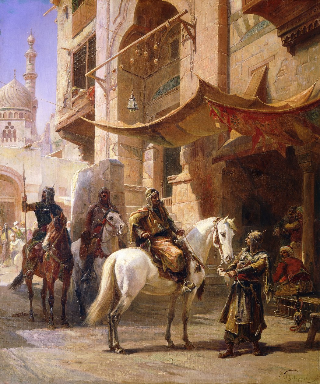 Guerrieri arabi in una strada da Paul Dominique Philippoteaux