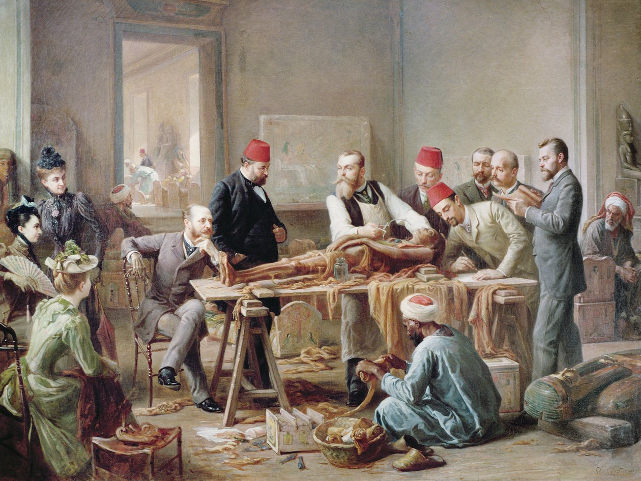 Esame di una mummia - una sacerdotessa di Amon, c.1891 da Paul Dominique Philippoteaux