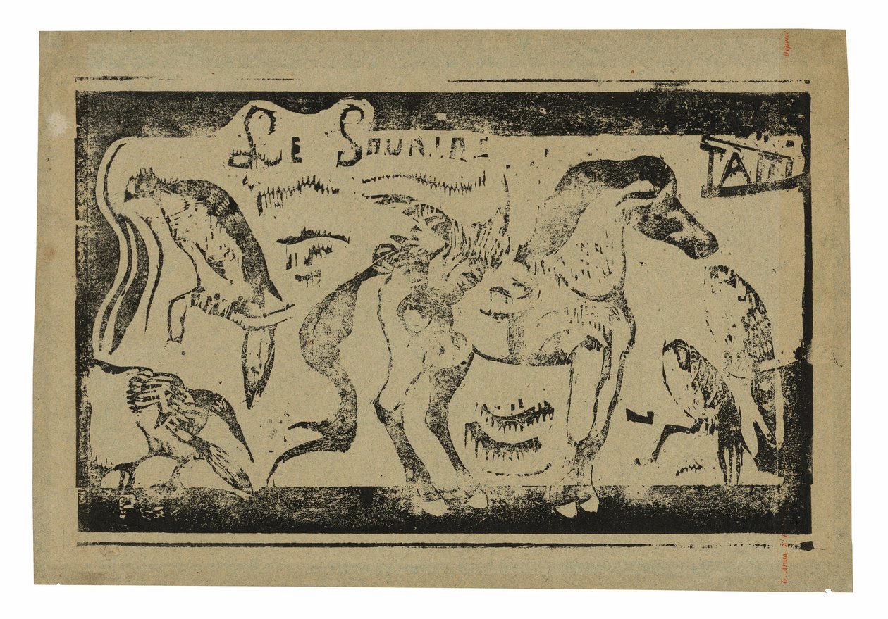 Un cavallo e uccelli, testata per Le sourire da Paul Gauguin
