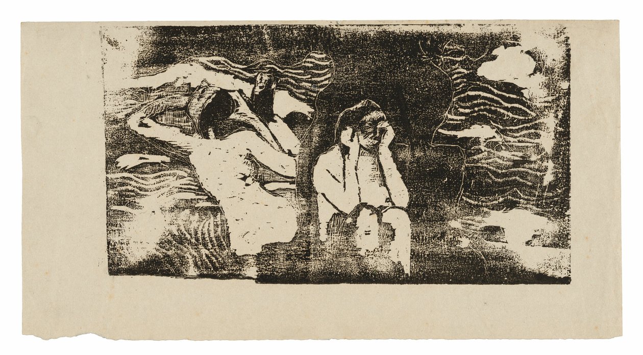 Alle Rocce Nere, dalla suite di stampe su legno tardive da Paul Gauguin