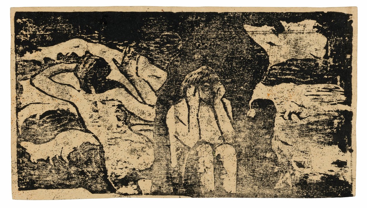 Alle Rocce Nere, dalla suite di stampe su blocchi di legno tardive da Paul Gauguin