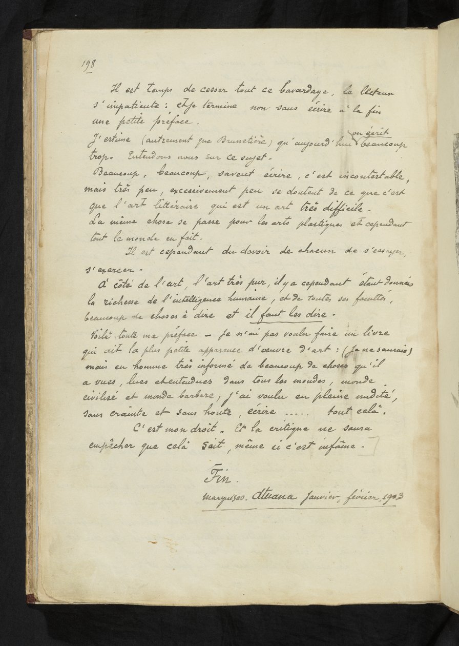 Avant et après - Ultima pagina del testo principale da Paul Gauguin