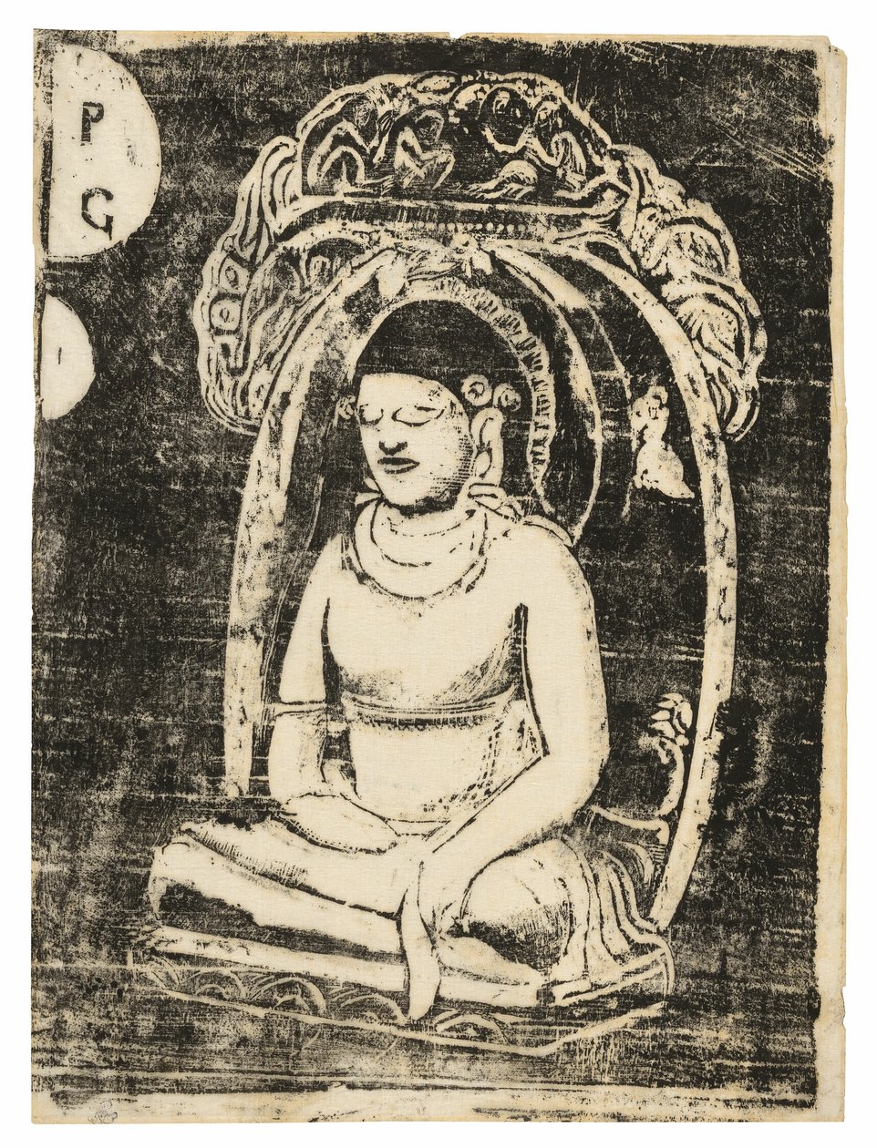 Buddha, dalla suite di stampe su blocchi di legno di epoca tarda da Paul Gauguin