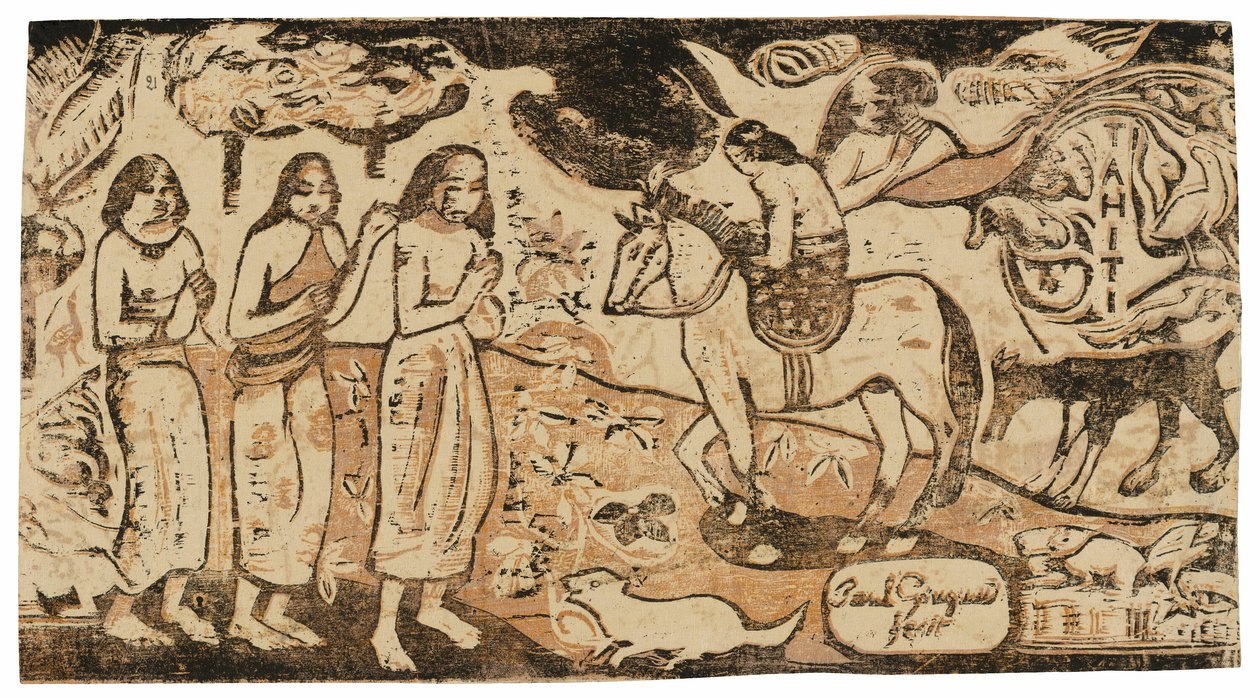 Cambio di residenza, dalla serie di stampe a blocchi di legno tardive da Paul Gauguin
