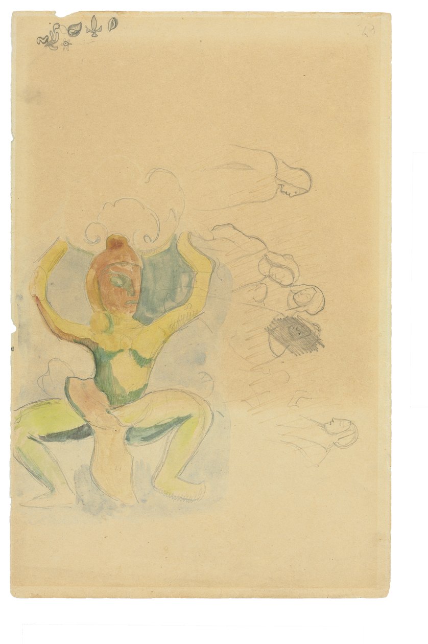 Danse maori (acquerello e matita su carta) da Paul Gauguin