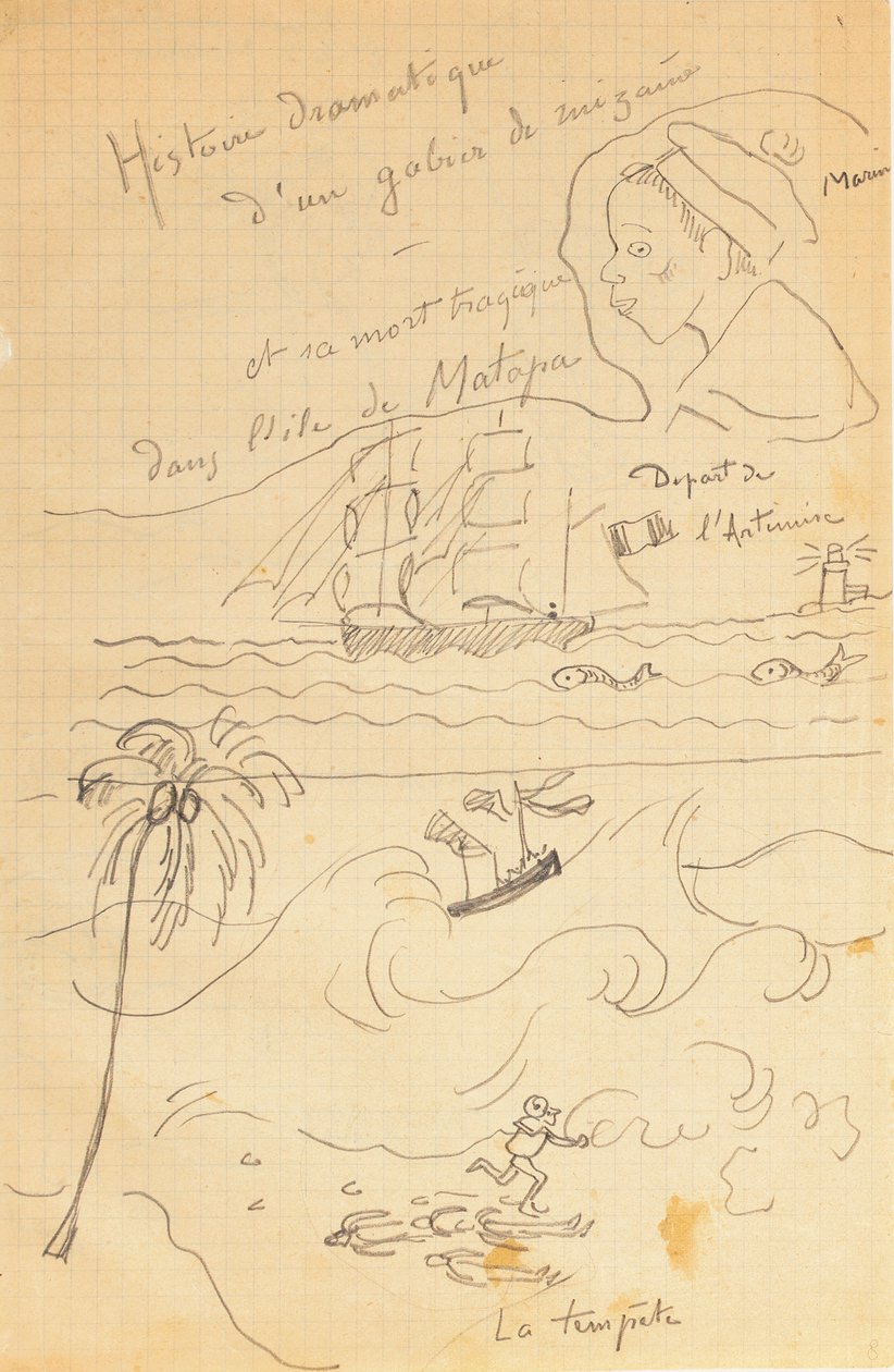 Disegno da un album di disegni prodotto per il giovane Jacques Bousquet, Pont-Aven o Le Pouldu, 1889-90 da Paul Gauguin