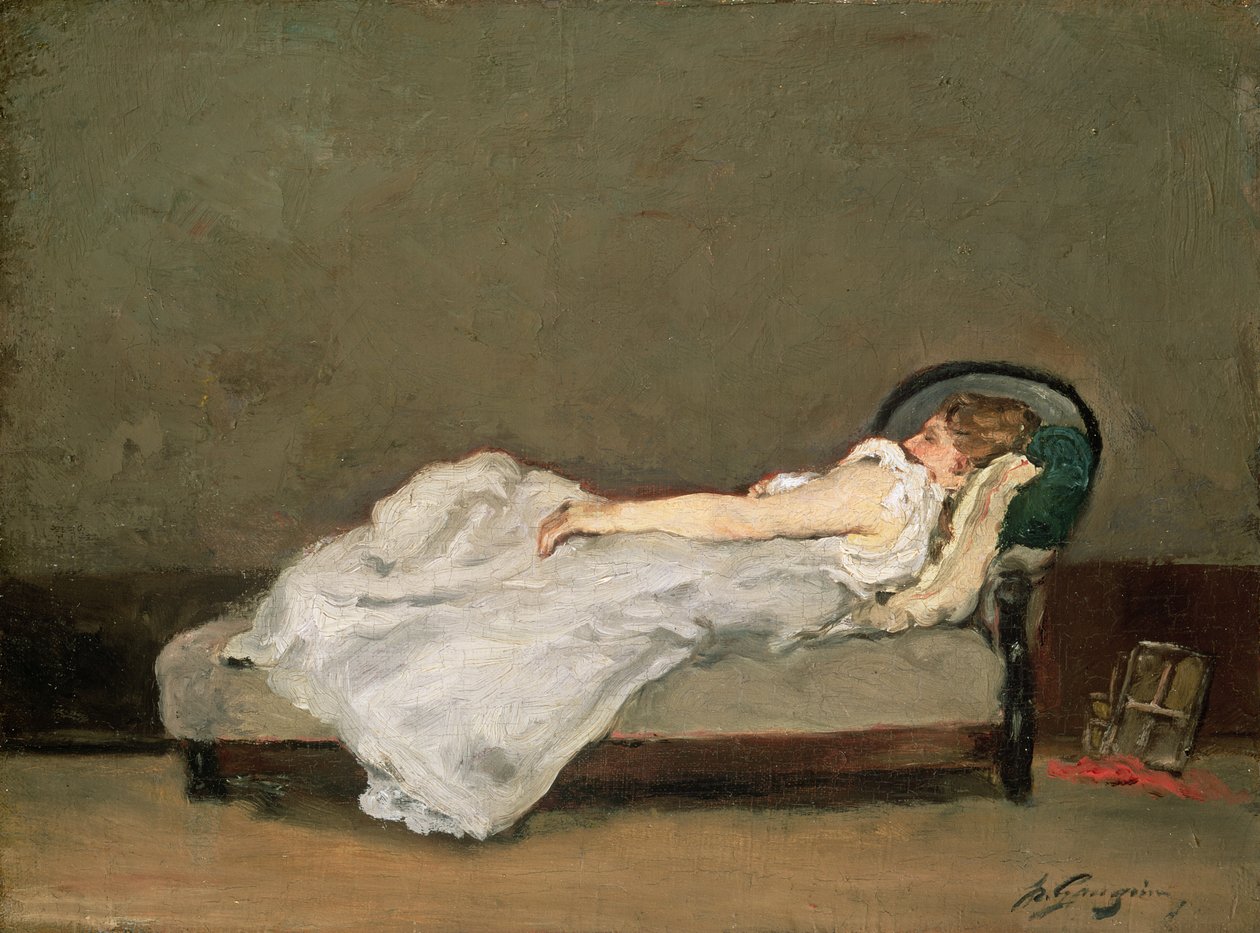Donna dai capelli biondi su un divano, 1884 da Paul Gauguin