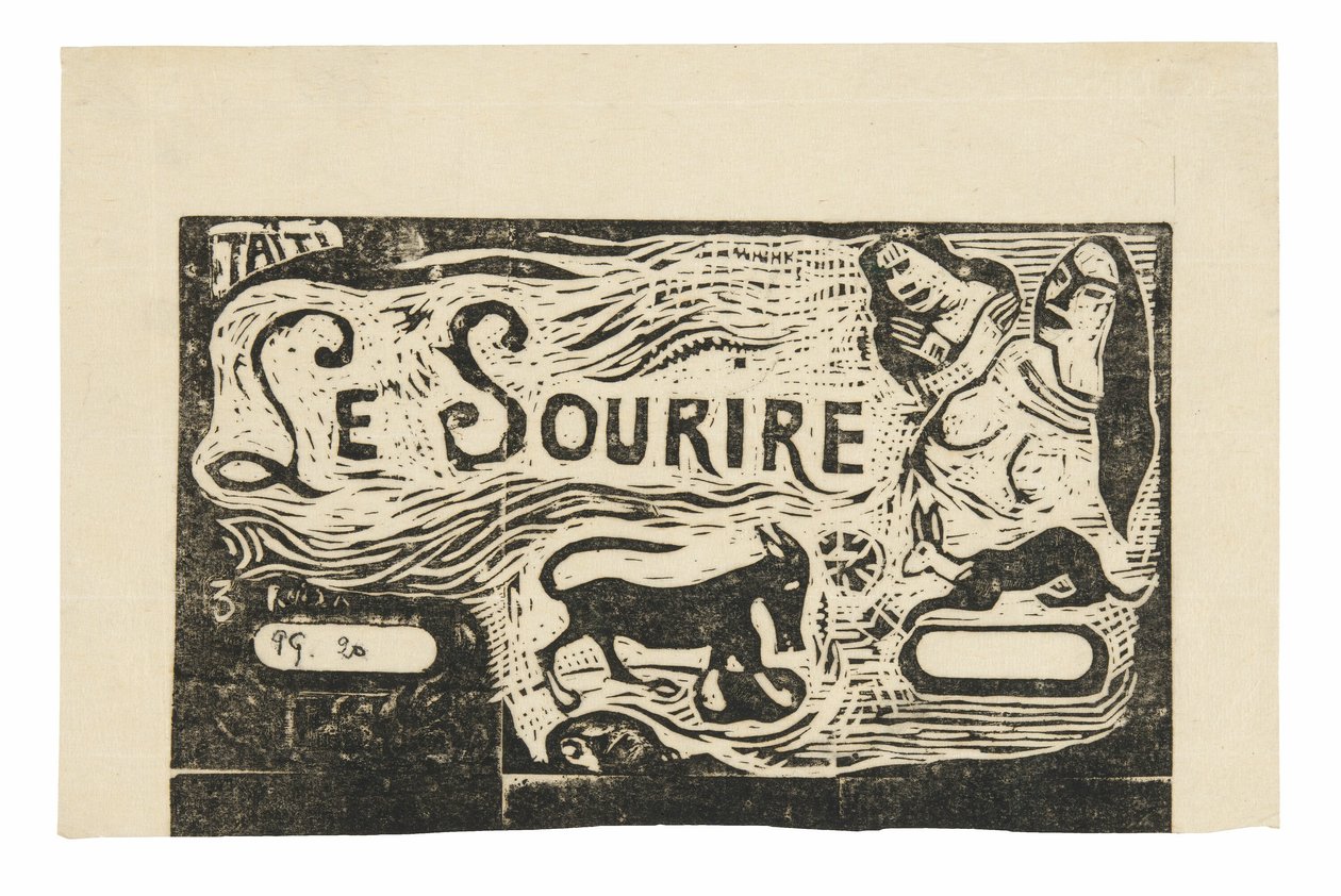 Volpe, busti di due donne e un coniglio, testata per Le sourire da Paul Gauguin