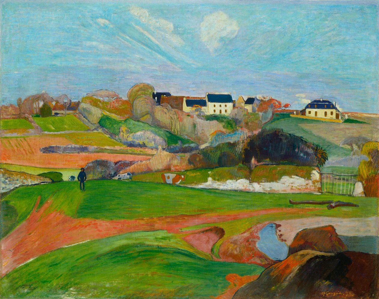 Francese: Champs au Pouldu, ou Paysage au Pouldu Paesaggio a Le Pouldu da Paul Gauguin