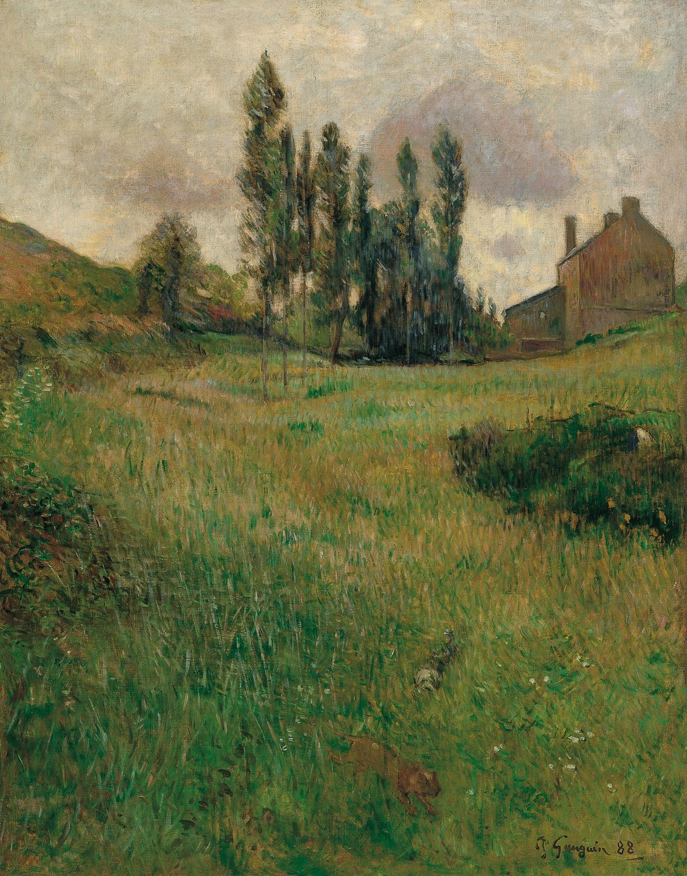 Francese:  Corso di cani nella prateria Cani che corrono in un prato da Paul Gauguin