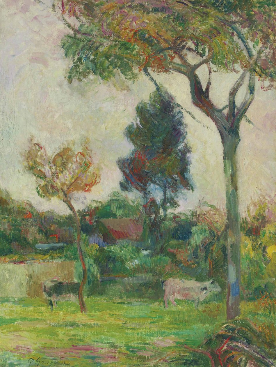 Francese: Deux vaches au pré, o Les Deux vaches Due mucche nel prato da Paul Gauguin
