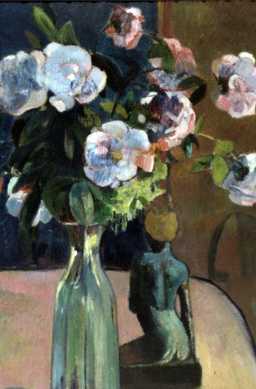 Francese: Nature morte à la statuette, ou Roses et statuette Roses and Statuette da Paul Gauguin