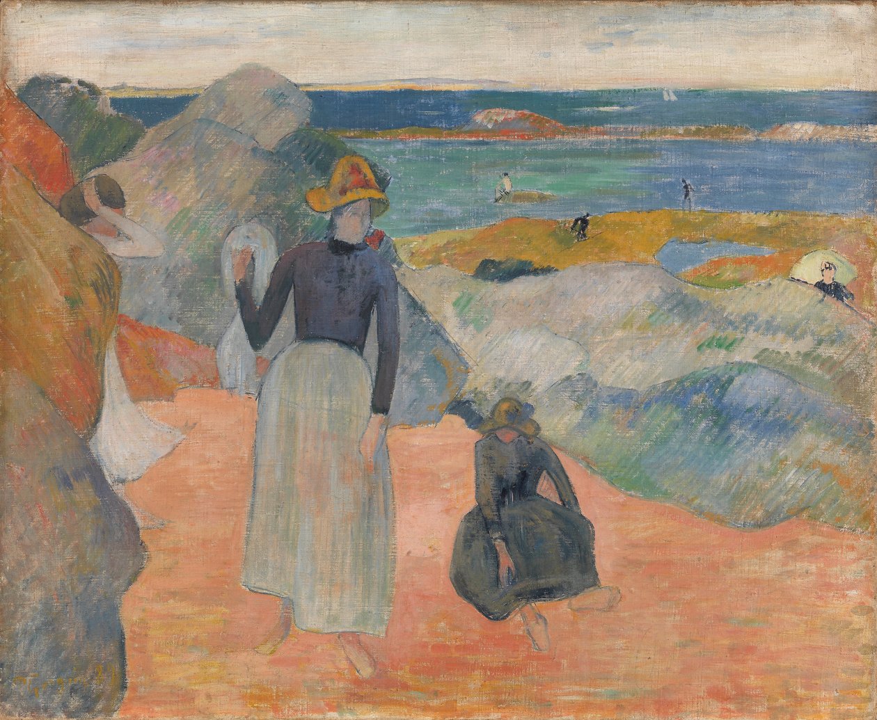Francese:  Sur la plage en Bretagne Alla spiaggia da Paul Gauguin
