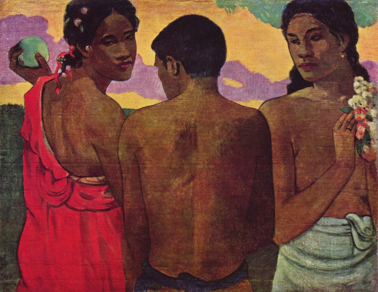 Francese: Trois Tahitiens, o Conversazione Tre Tahitiani da Paul Gauguin