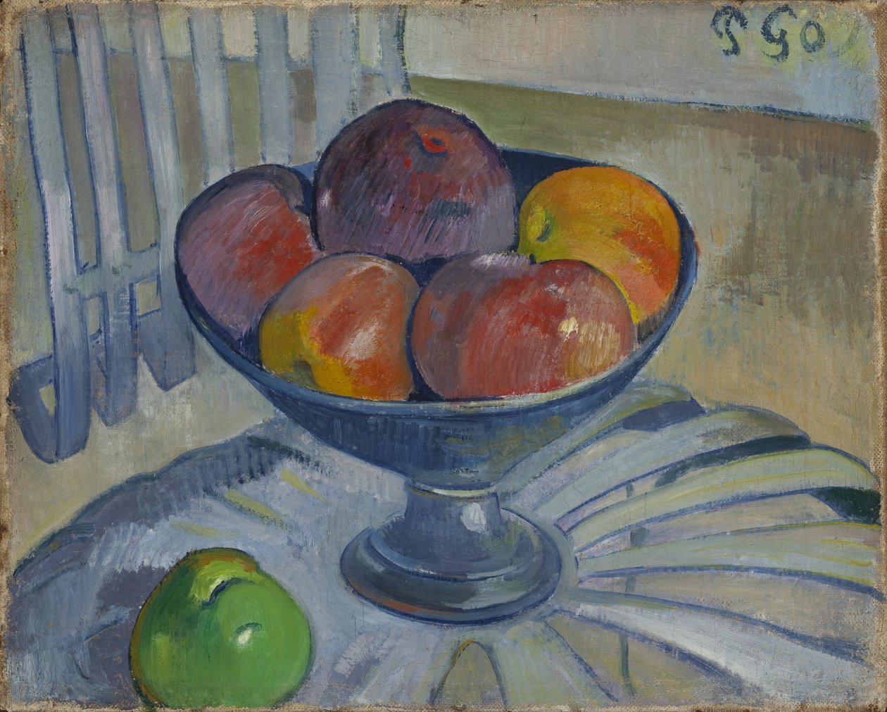 Fruttiera su una sedia da giardino da Paul Gauguin