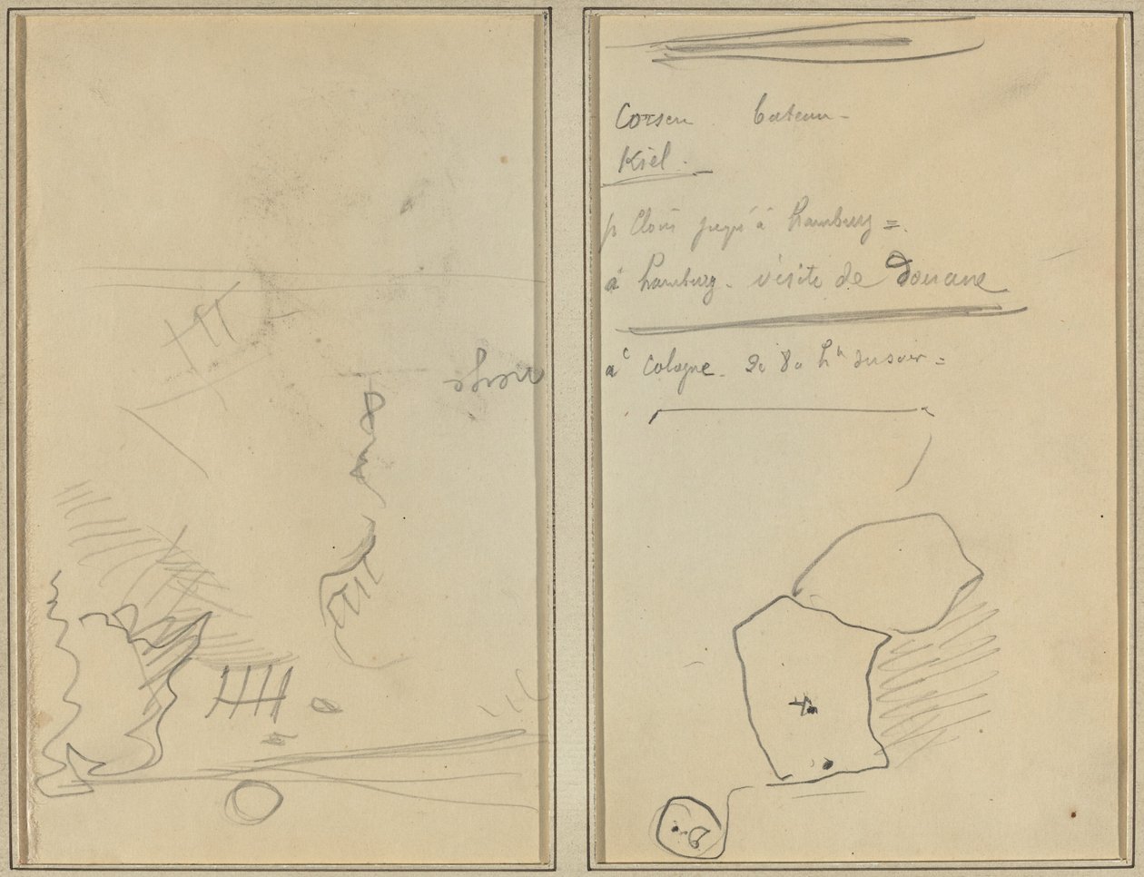 Testa di una scimmia; Inventario di bottiglie e bevande [verso] da Paul Gauguin