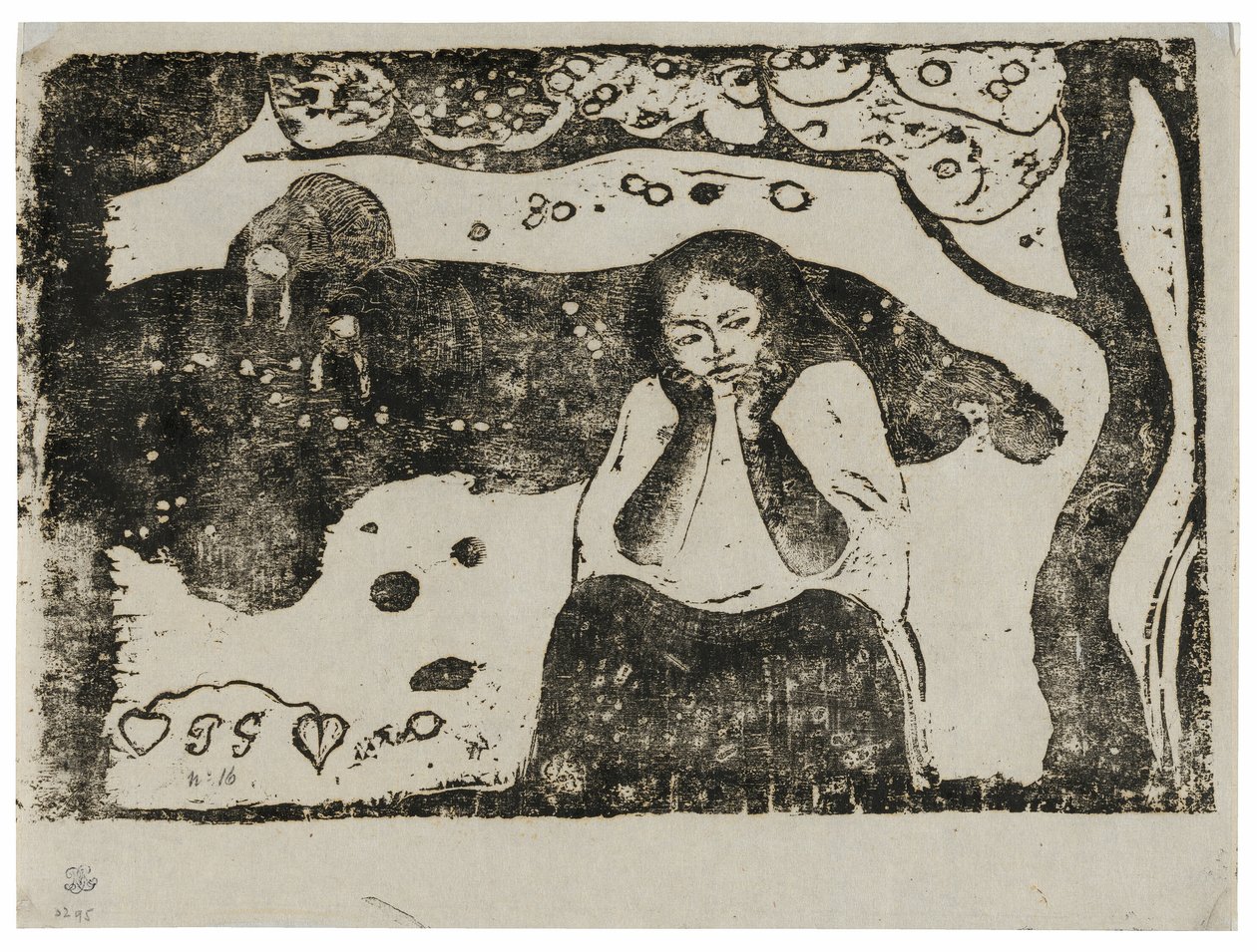 Miserie umane, dalla suite di stampe su legno tardive da Paul Gauguin