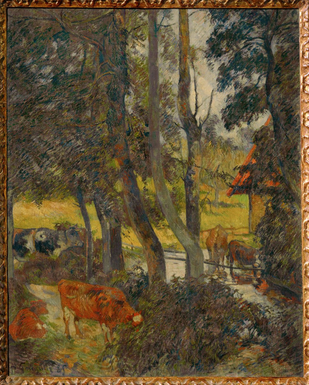 Paesaggio in Normandia con stagno (dipinto su tela) da Paul Gauguin