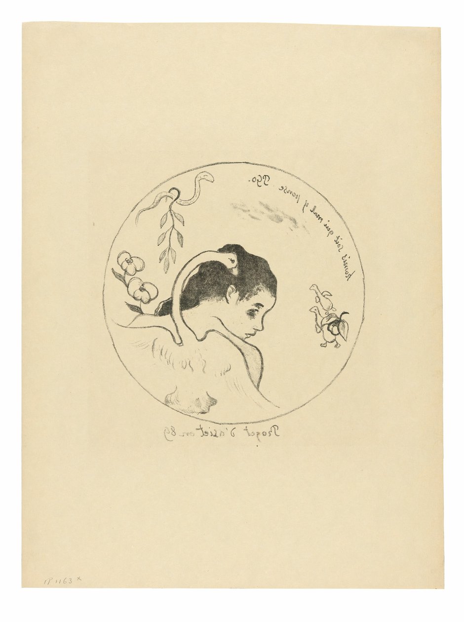 Progetto di piatto (Leda), frontespizio dalla Suite Volpini da Paul Gauguin