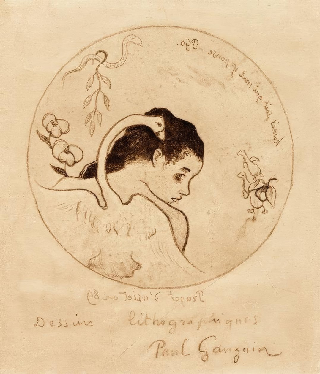 Progetto per un piatto – Leda e il cigno da Paul Gauguin