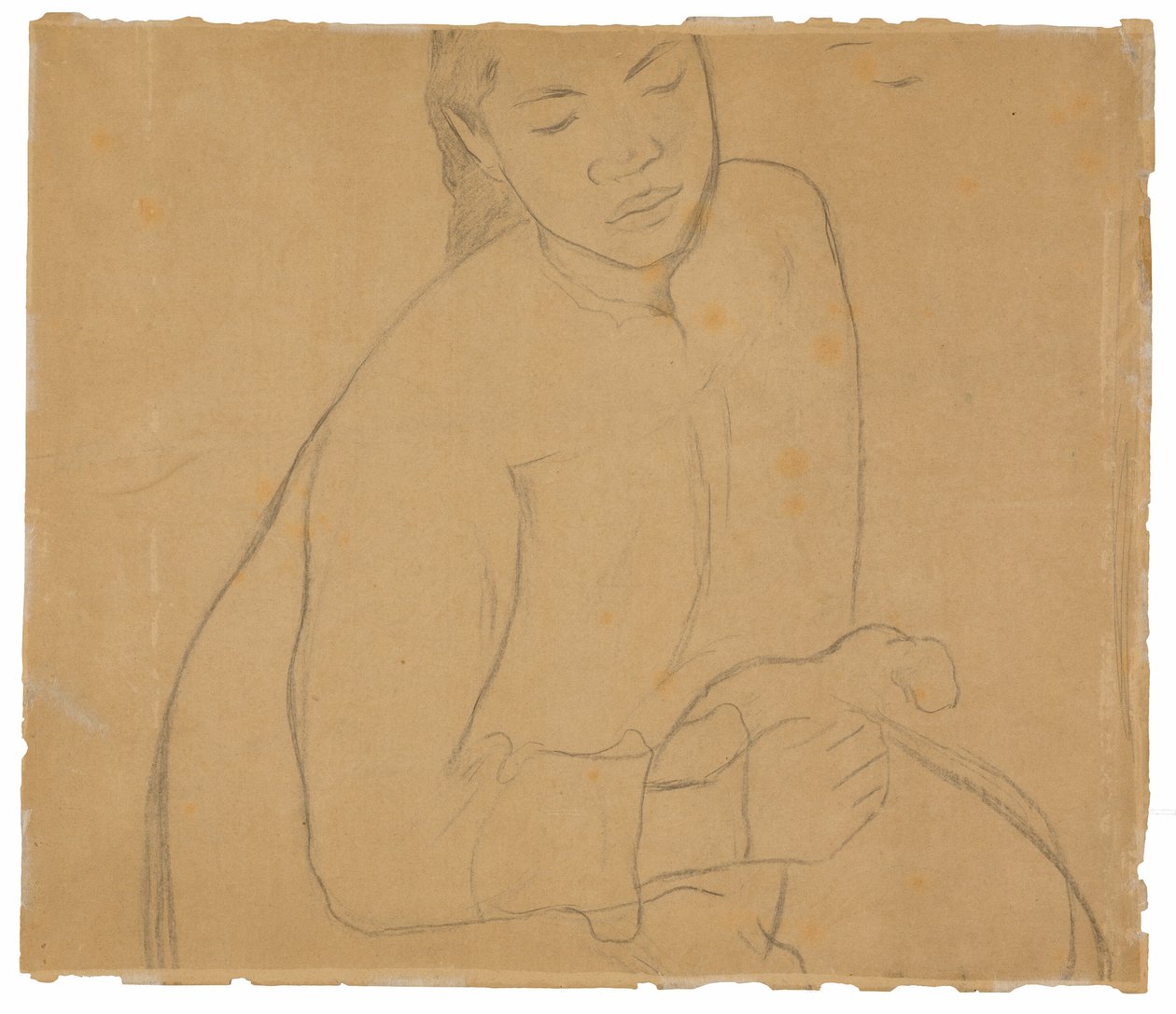 Donna tahitiana seduta (relativa al dipinto Te faaturuma [Reverie]) da Paul Gauguin