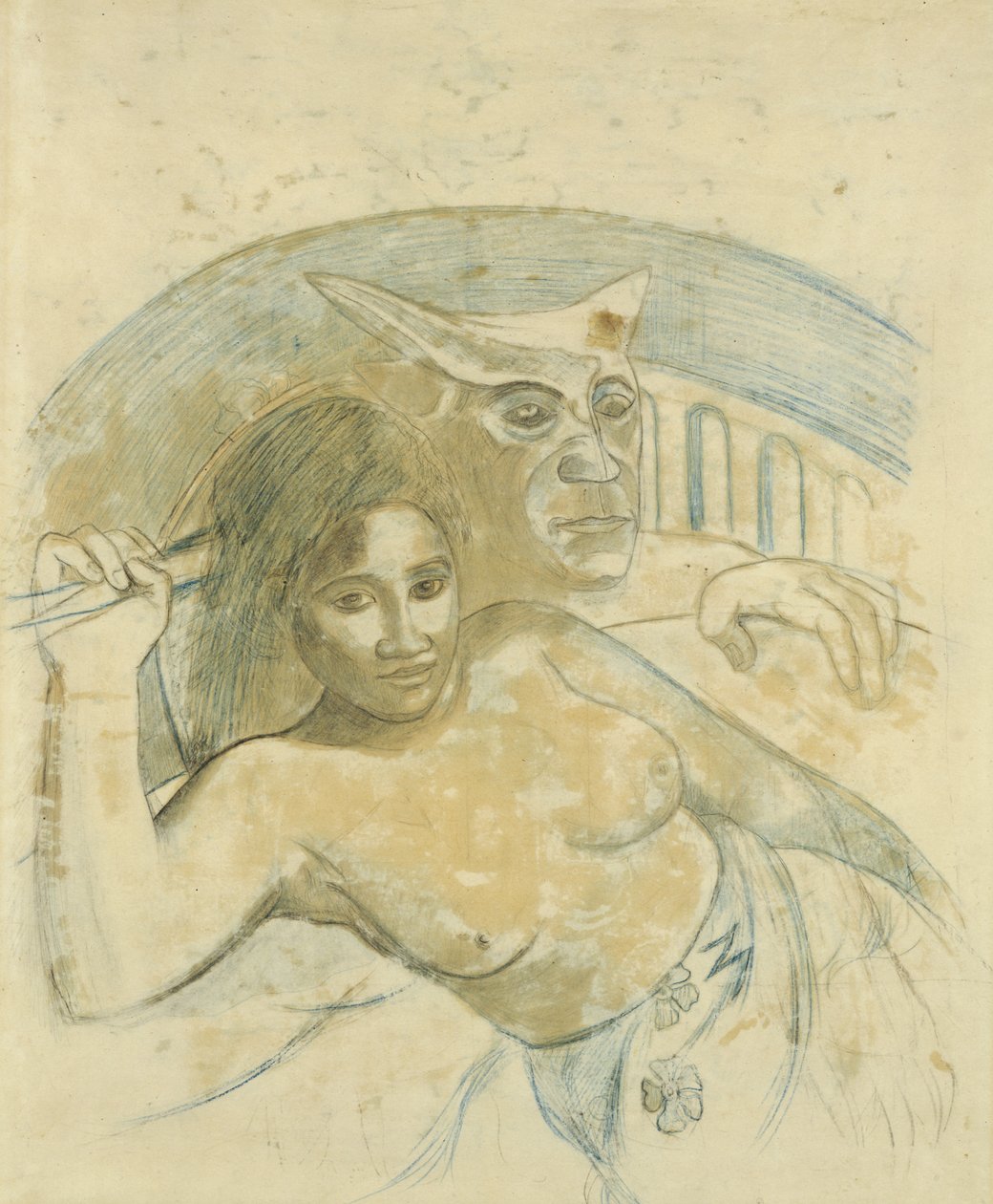 Donna tahitiana con spirito maligno da Paul Gauguin