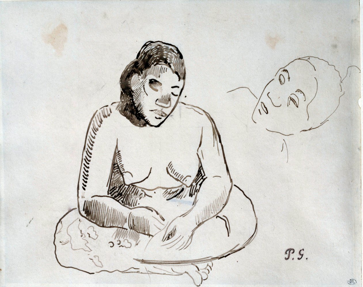 Donna tahitiana seduta da Paul Gauguin
