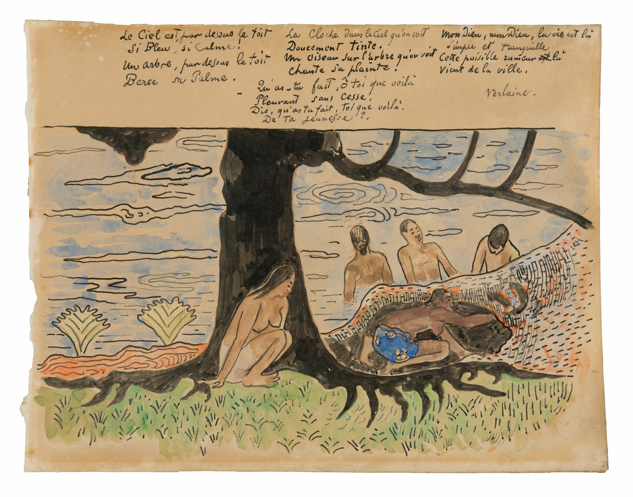 Tahitians che pescano da Paul Gauguin