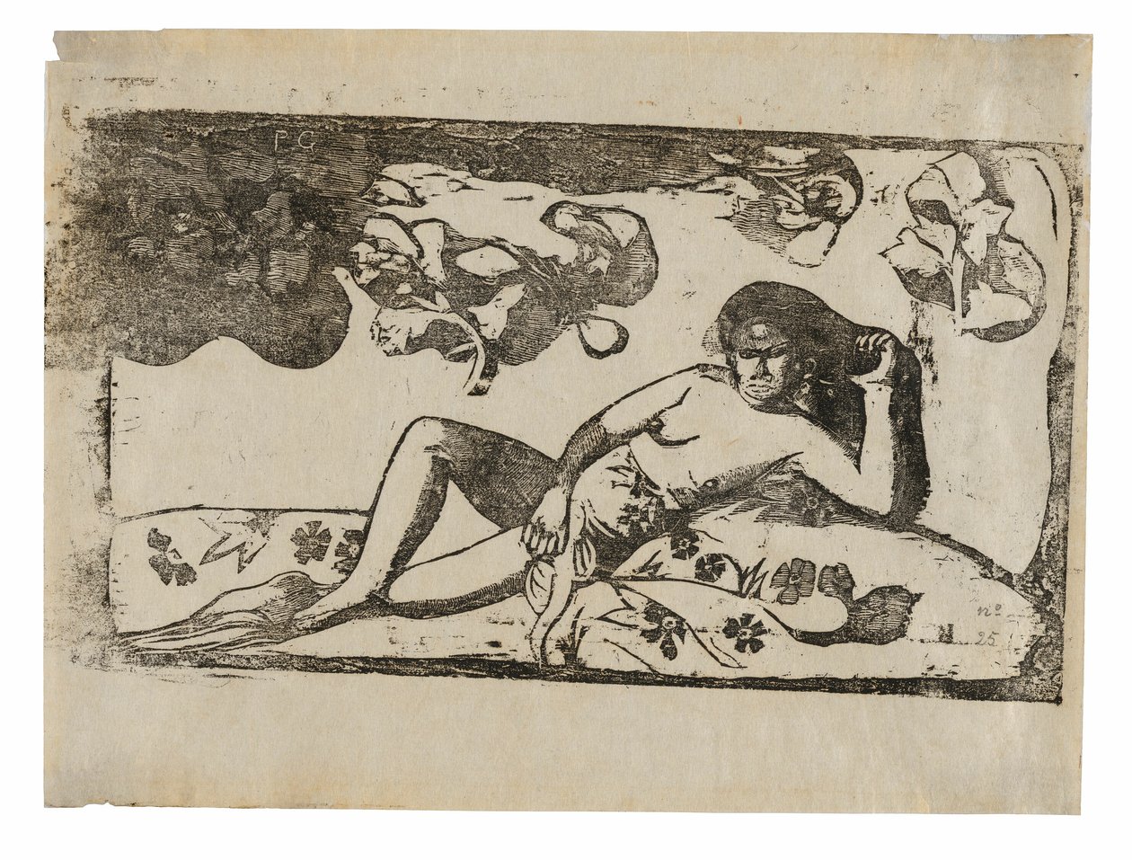 Te arii vahine-opoi (Donna con mango stanco), dalla Suite di stampe su blocchi di legno tardive da Paul Gauguin