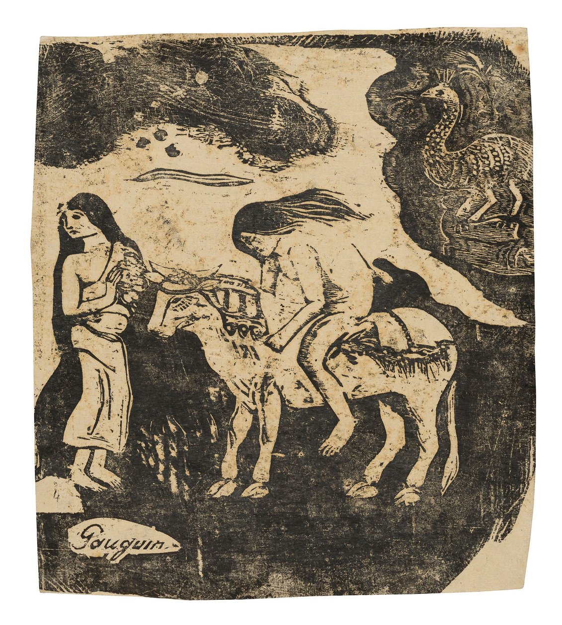 Il ratto di Europa, dalla suite di stampe woodblock tardive da Paul Gauguin