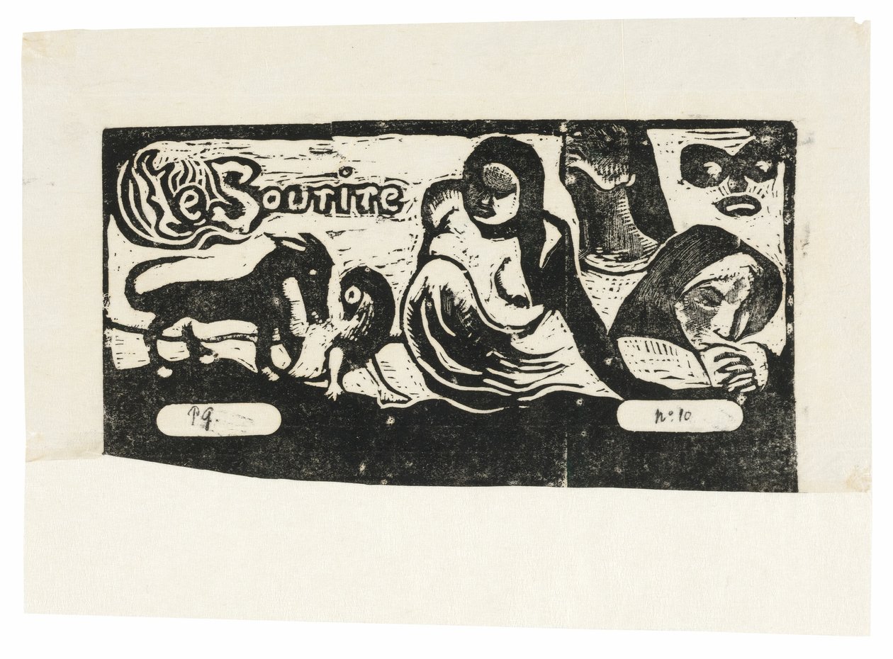 Tre persone, una maschera, una volpe e un uccello, testata per Le sourire da Paul Gauguin