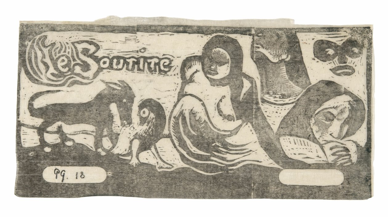 Tre Persone, una Maschera, una Volpe e un Uccello, testata per Le sourire da Paul Gauguin