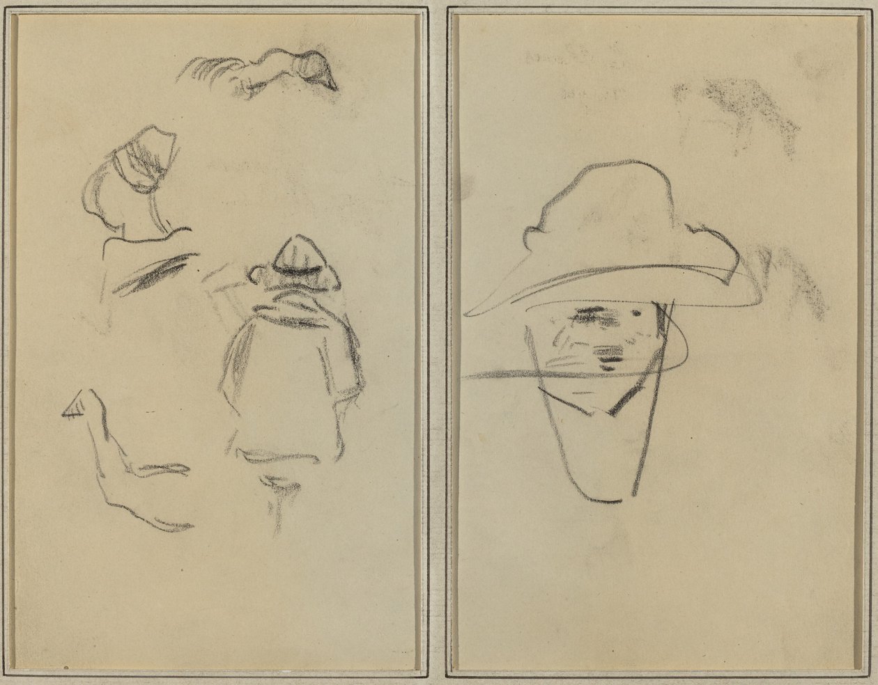 Due figure bretoni e studi di due oche; uomo con cappello (verso) da Paul Gauguin