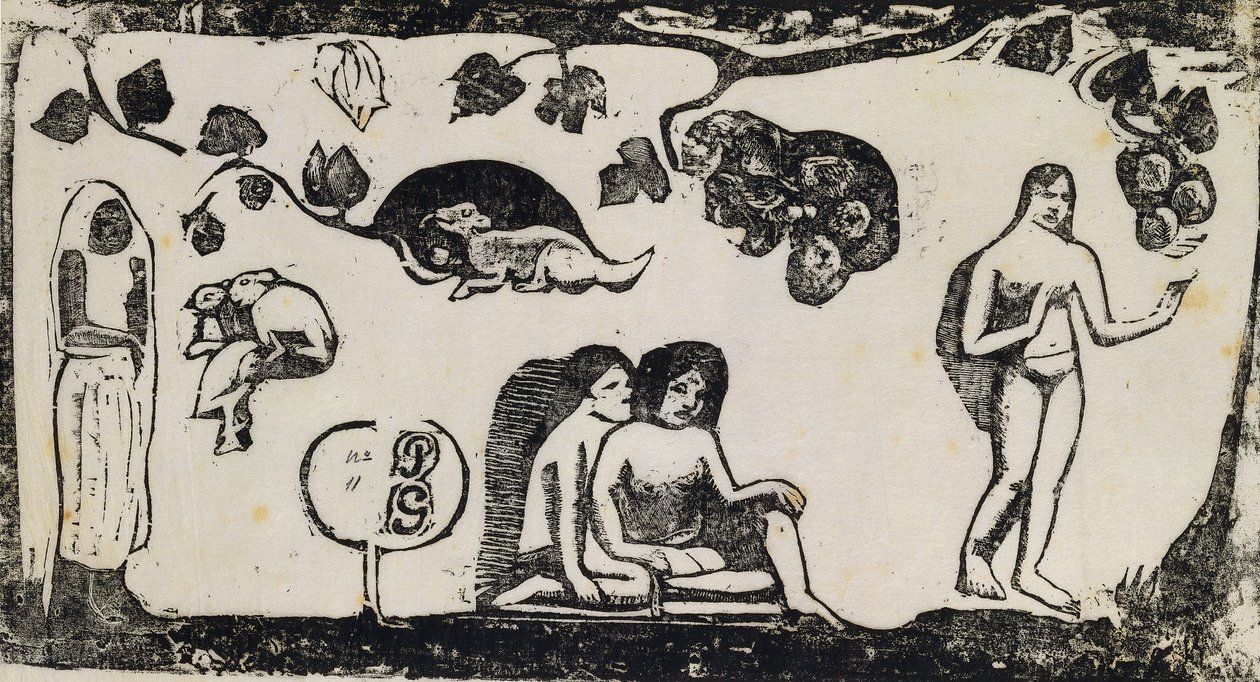 Donne, animali e fogliame da Paul Gauguin
