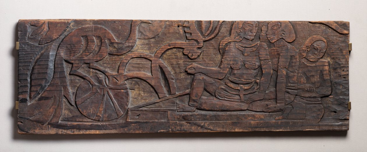 Donne con un pavone, rilievo da Paul Gauguin