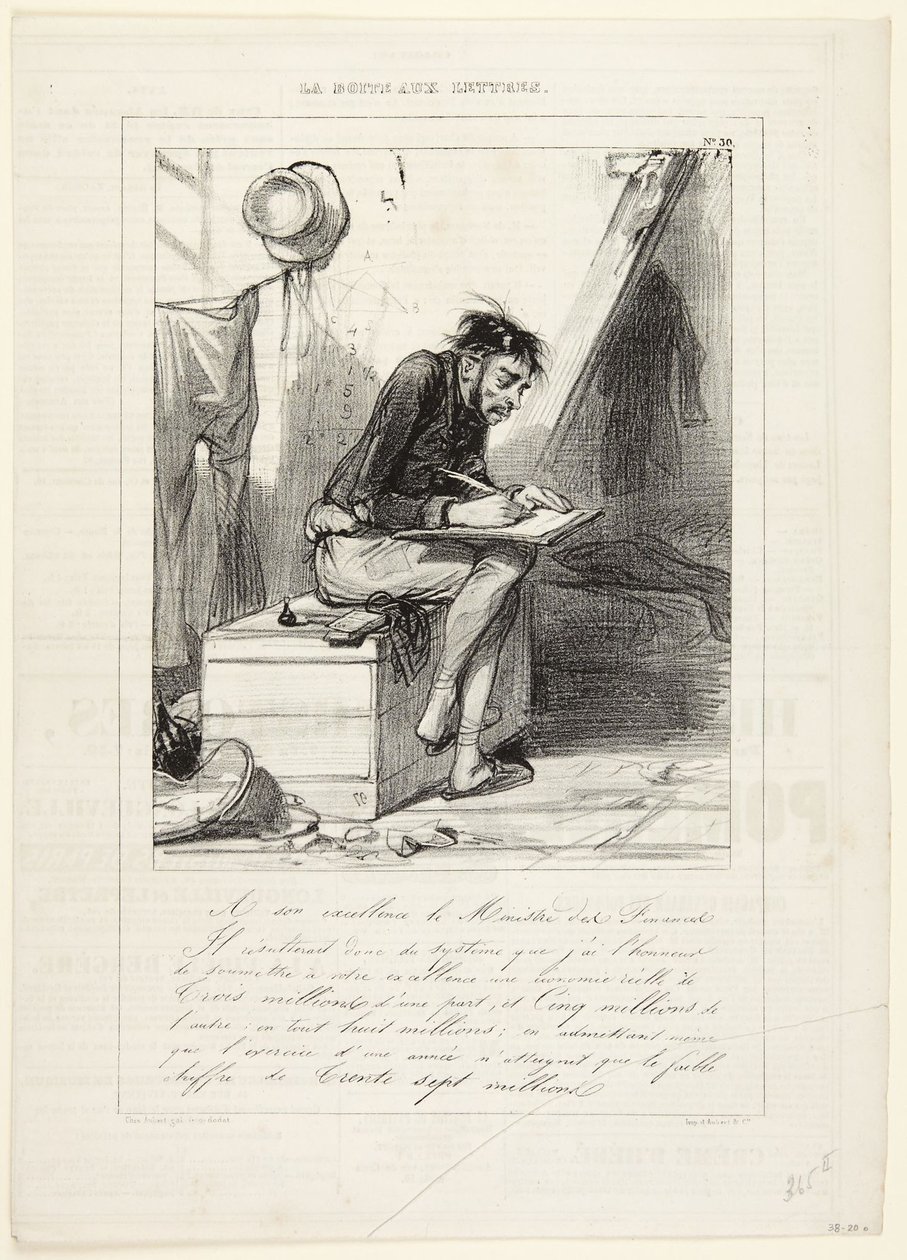 N. 30 della serie: “La Boîte aux lettres” da Le Charivari da Paul Gavarni