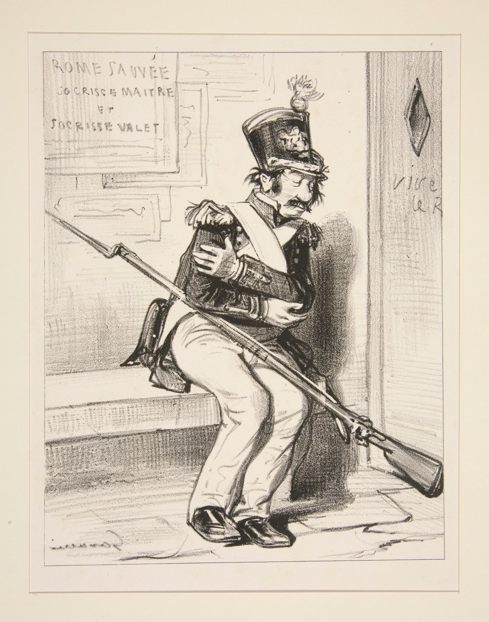 Achille Coqueron, cacciatore volontario della 2eme, reve qu da Paul Gavarni