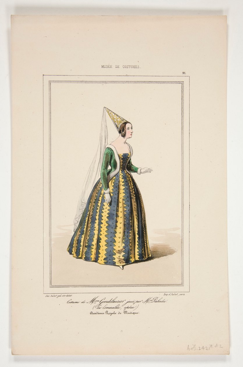 Costume di Mme Gondelaurier, interpretato da Mme Dabadier da Paul Gavarni