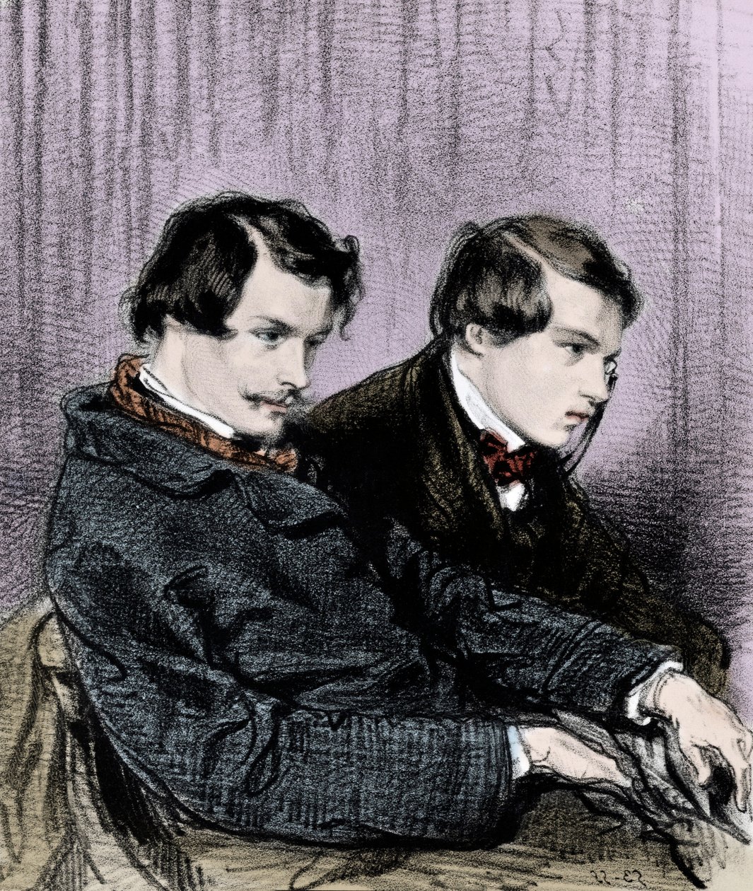 Fratelli Goncourt - Edmond de Goncourt (1822-1886) e Jules de Goncourt (1830-1870) in un palco a teatro da Paul Gavarni