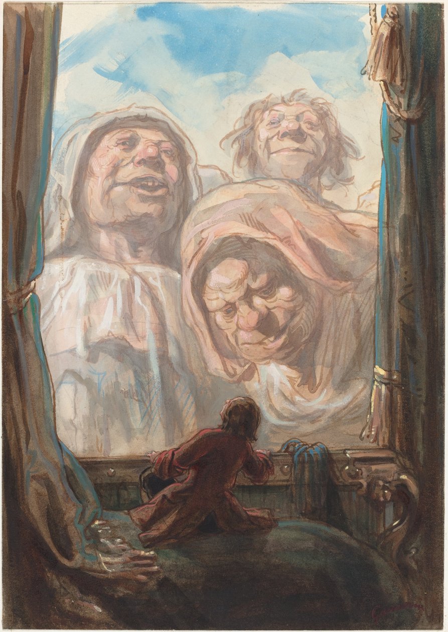 Gulliver Ammirato da Tre Giganti Mendicanti nella Terra di Brobdingnag da Paul Gavarni