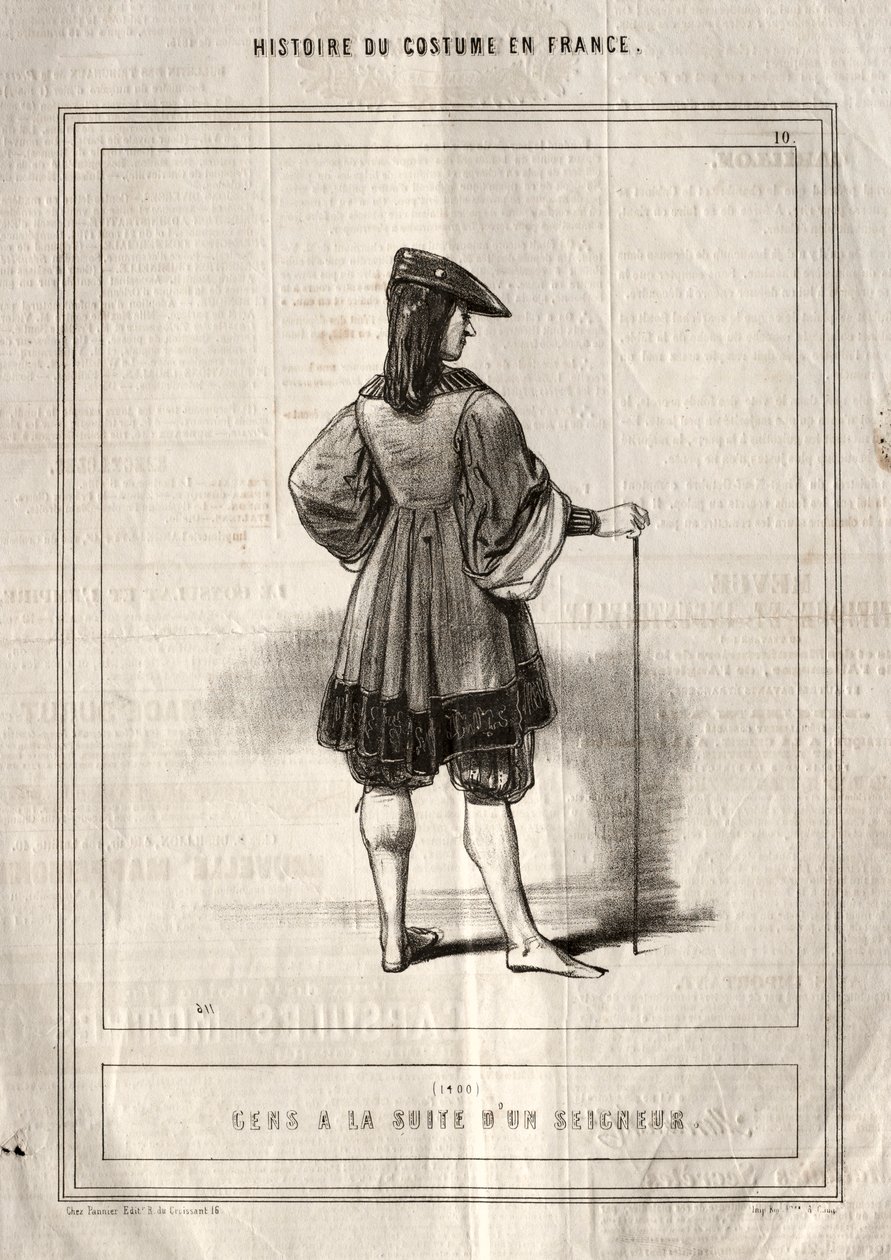 Storia del Costume in Francia: Persone al seguito di un signore, 1843 da Paul Gavarni