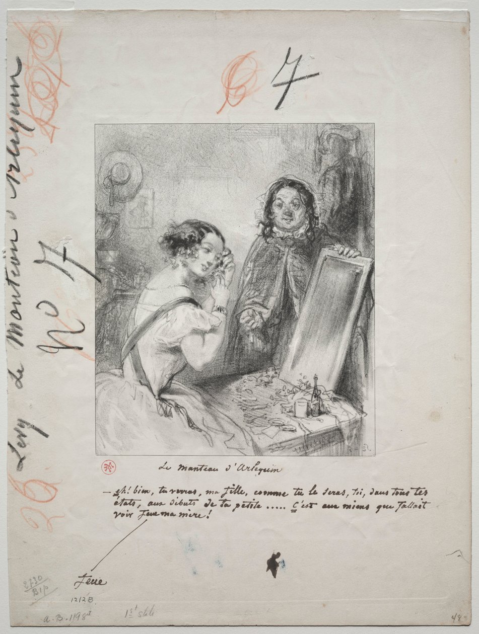 Il mantello di Arlecchino: Eh bien! Tu verra, ma fille..., 1852 da Paul Gavarni