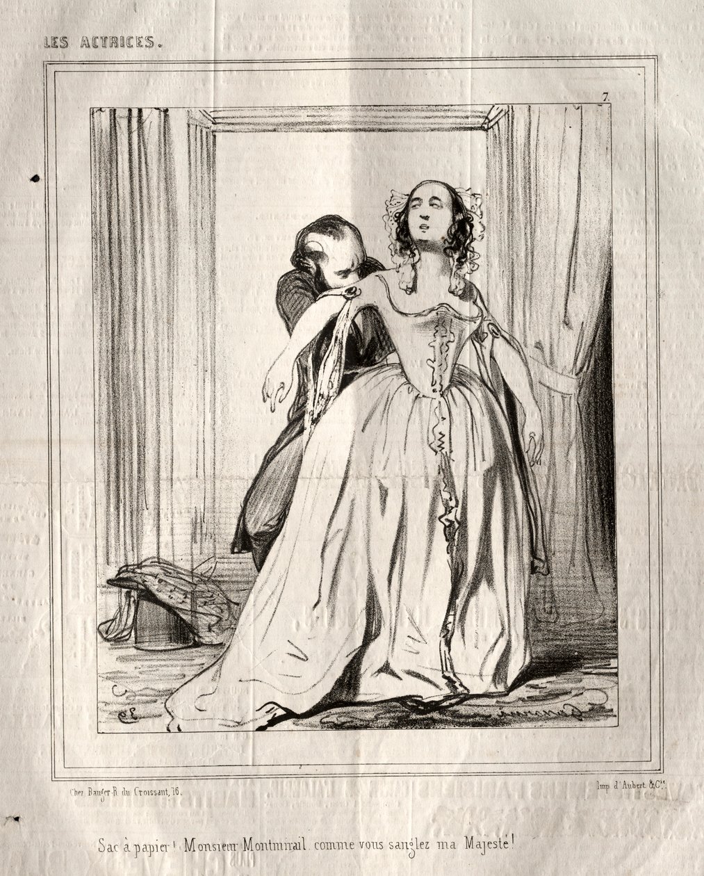 Les Actrices: Sac à papier! Monsieur Montmirail come voi sanglez ma Majesté!, 1843 da Paul Gavarni