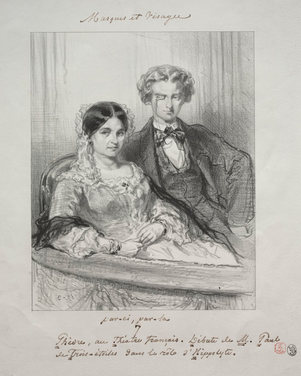 Masques et visages: Paric, par-là: Phèdre al Théâtre-Français..., 1857-1858 da Paul Gavarni