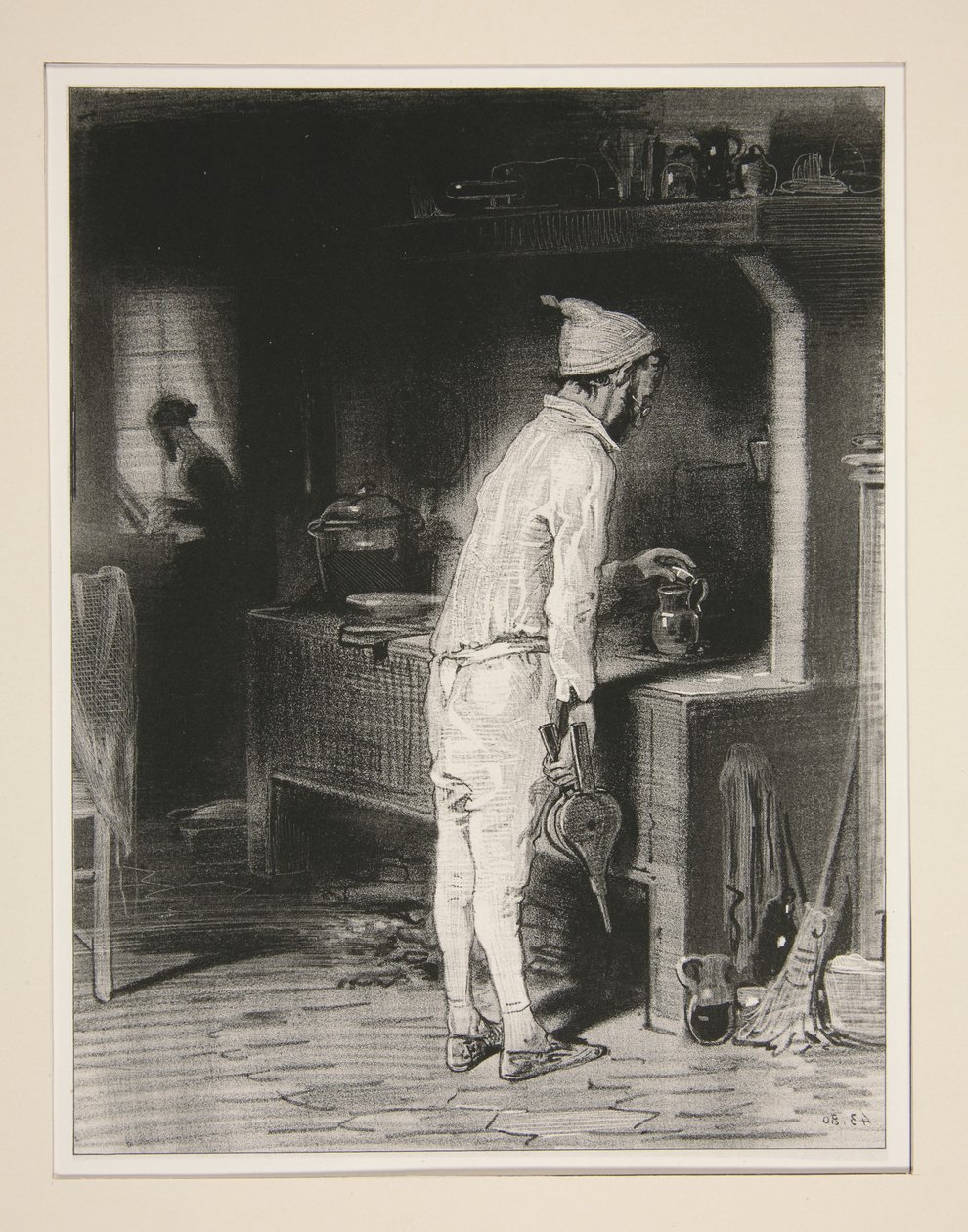 Il signore in cucina, la signora al pianoforte. da Paul Gavarni