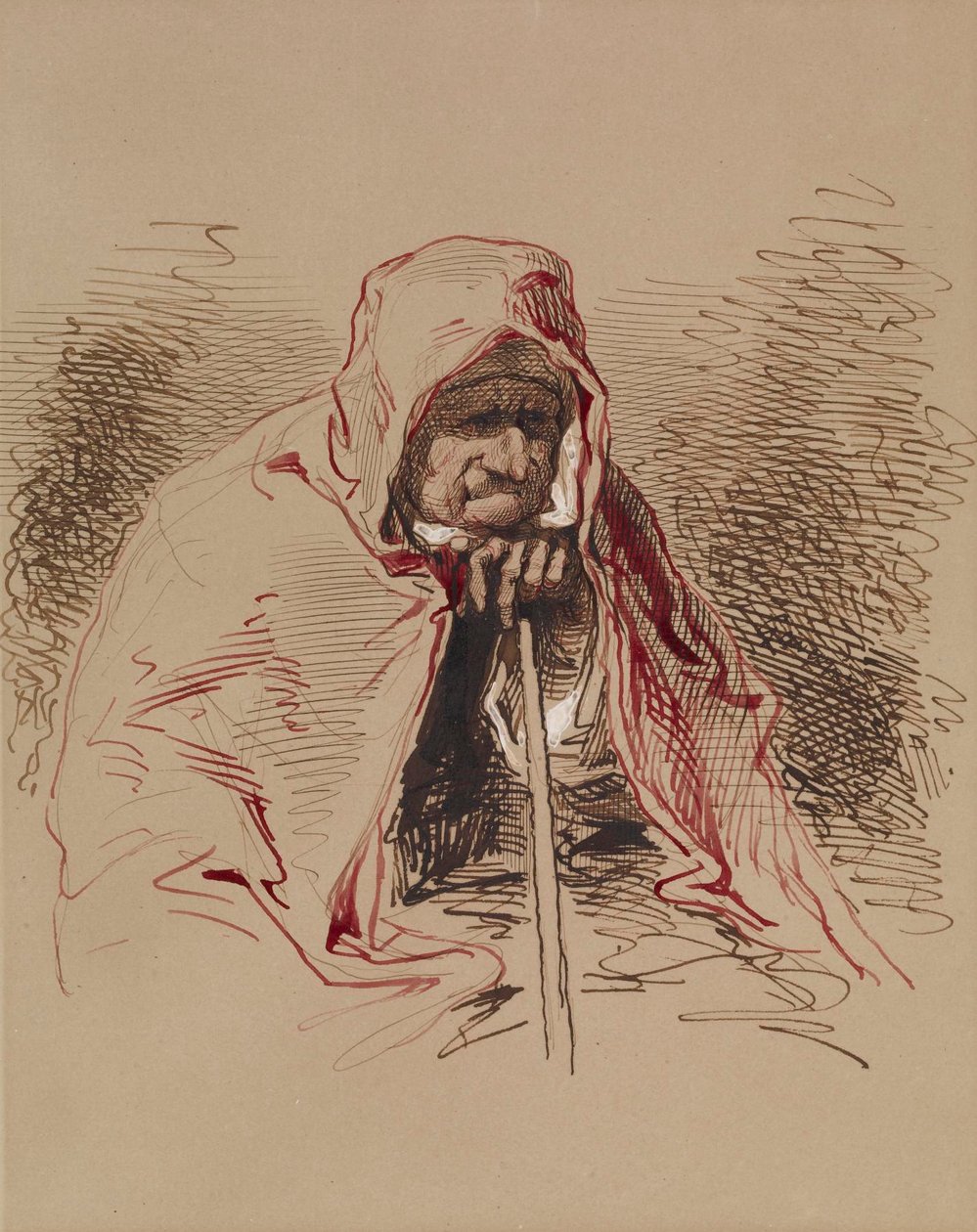 Anziana signora con scialle rosso da Paul Gavarni