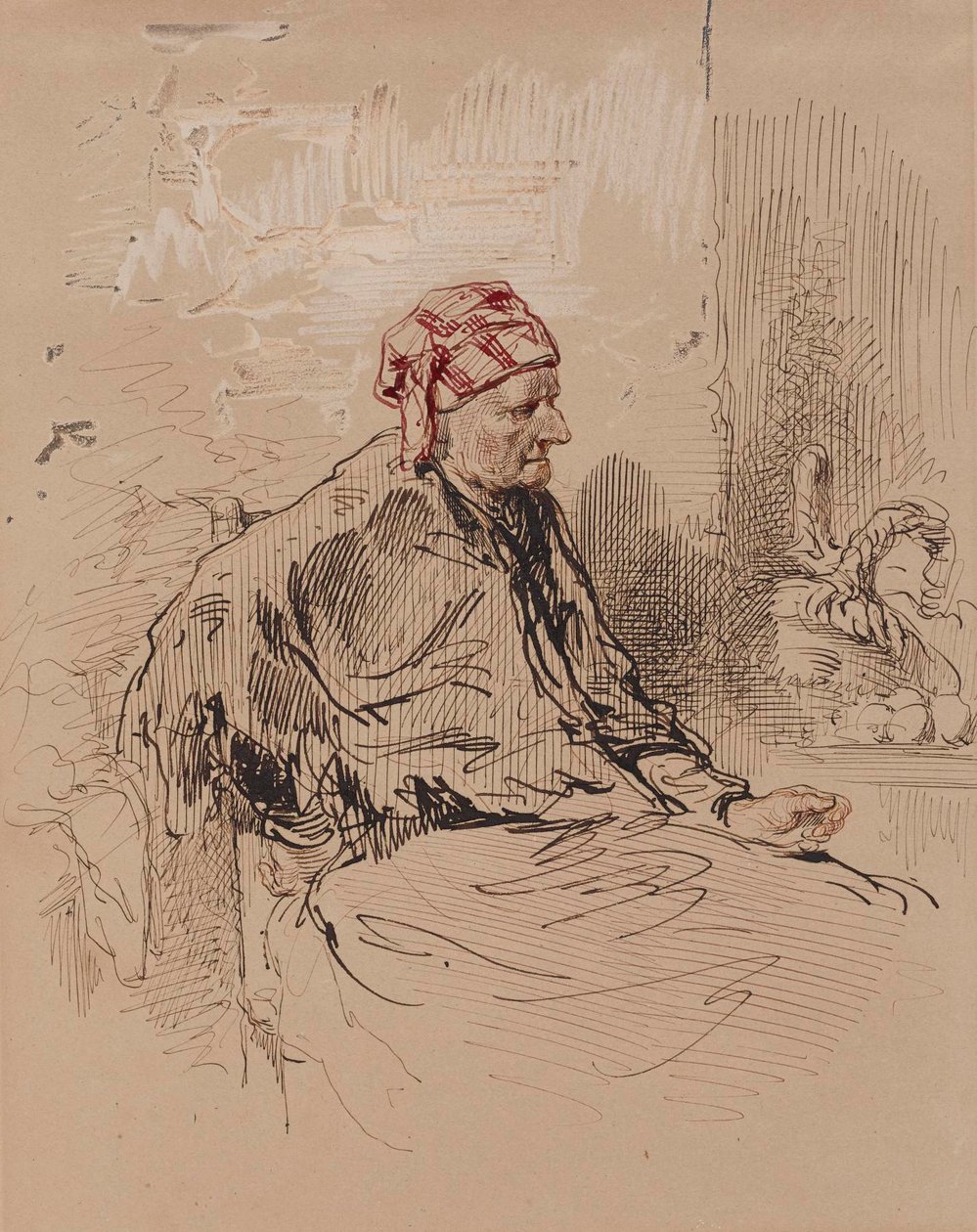 Vecchia donna con cuffia rossa da Paul Gavarni